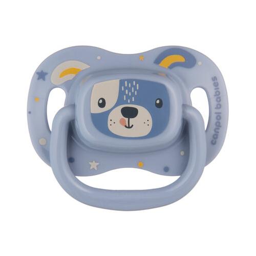 Miniaturka artykułu - CANPOL BABIES Smoczek uspokajający silikonowy 0-6m symetryczny CUTE ANIMALS niebieski 34/924