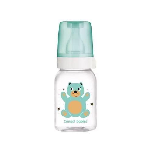 Miniaturka artykułu - CANPOL BABIES Butelka wąska Cute Animals turkusowy miś 0m+ 120ml 11/851