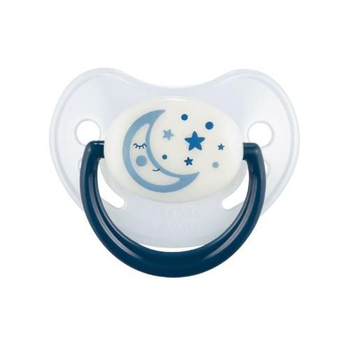 Miniaturka artykułu - CANPOL BABIES Smoczek silikonowy uspokajający 6-18m Night Dreams Niebieski 22/501