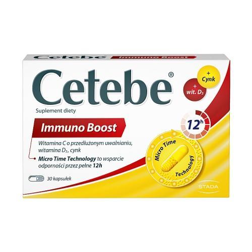 Miniaturka artykułu - Cetebe Immuno Boost, 30 kaps. KR&Oacute;TKA DATA 31.08.2026