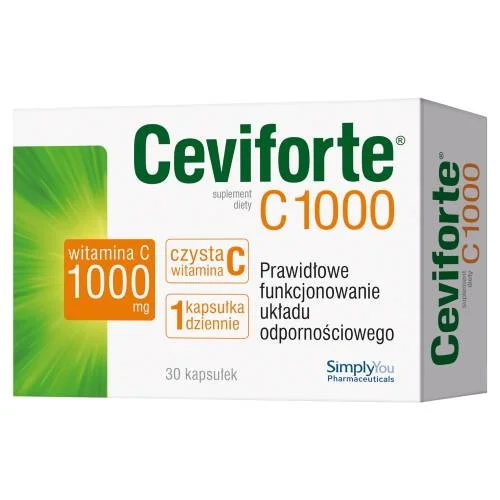 Miniaturka artykułu - Ceviforte C 1000, 30 kapsułek - witamina C wspiera układ odpornościowy