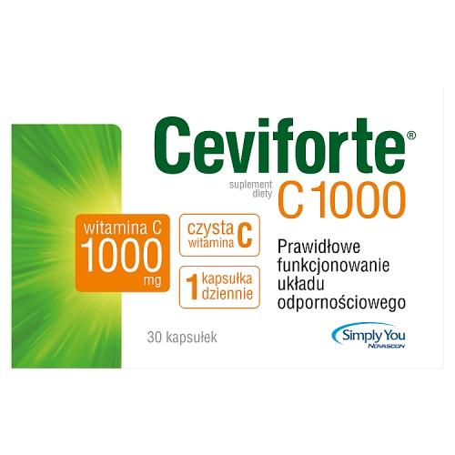 Miniaturka artykułu - Ceviforte C 1000, 30 kapsułek - witamina C wspiera układ odpornościowy