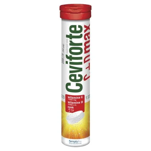 Miniaturka artykułu - CEVIFORTE MAX, witaminy C 1000 mg - 20 tabl. musujących