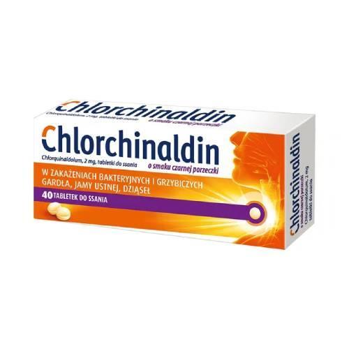 Miniaturka artykułu - Chlorchinaldin czarna porzeczka - 40 tabletek USZKODZONE TEKTUROWE OPAKOWANIE
