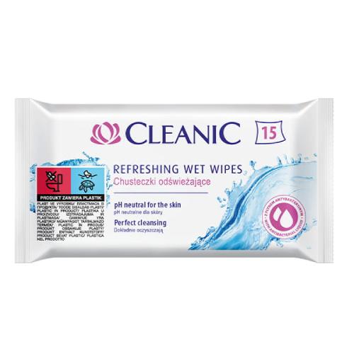 Miniaturka artykułu - CLEANIC Chusteczki odświeżające, 15 szt.