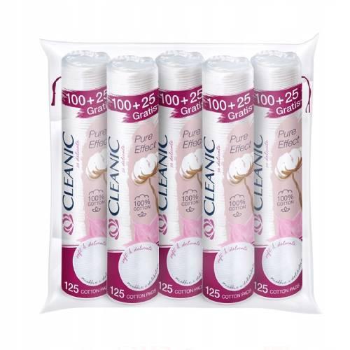 Miniaturka artykułu - Cleanic Pure Effect Płatki kosmetyczne okrągłe, 100+25szt. x 5 opakowań. USZKODZONE OPAKOWANIE FOLIOWE