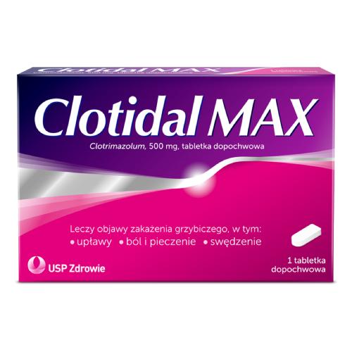 Miniaturka artykułu - Clotidal MAX 500mg, 1 tabletka dopochwowa o działaniu przeciwgrzybiczym