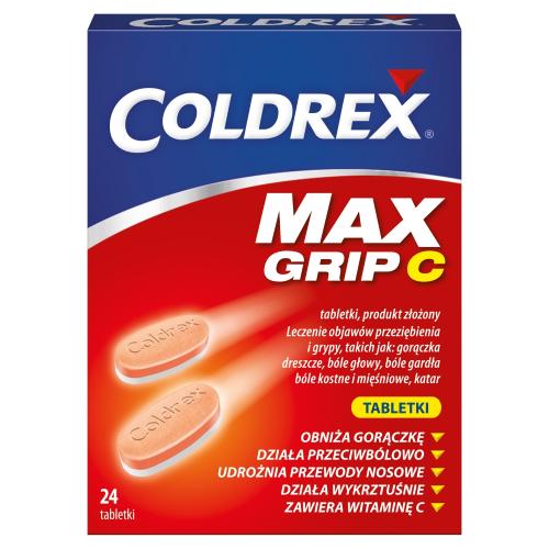 Miniaturka artykułu - Coldrex MaxGrip C, 24 tabletki Lek działający na objawy infekcji wirusowej