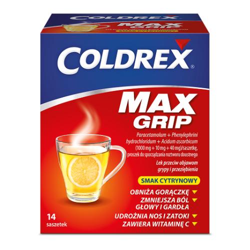 Miniaturka artykułu - Coldrex MaxGrip cytrynowy, 14sasz.