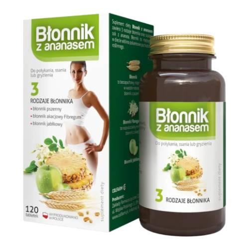 Miniaturka artykułu - COLFARM BŁONNIK Z ANANASEM, 120 tabletek do ssania