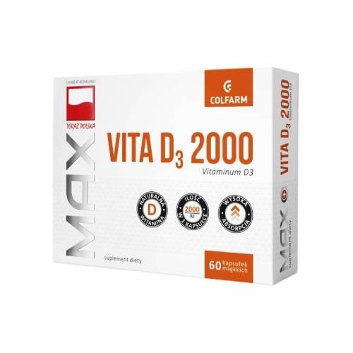 Miniaturka artykułu - COLFARM Witamina D3 2000 Max Vita, 60 kapsułek