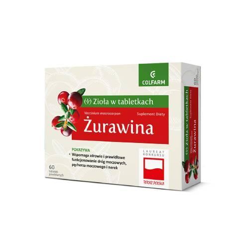 Miniaturka artykułu - COLFARM ŻURAWINA - 60 tabletek  BRAK TEKTUROWEGO OPAKOWANIA
