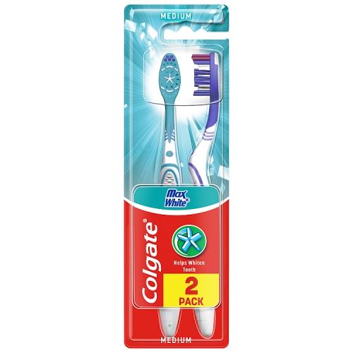 Colgate Max White Szczoteczka do zęb&oacute;w średnia, 2 szt.