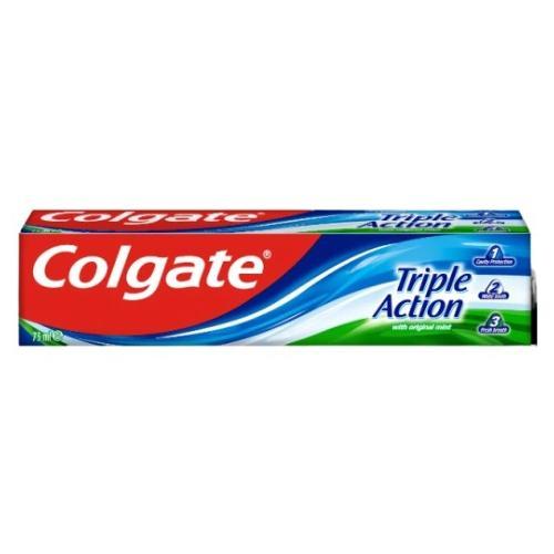 Miniaturka artykułu - COLGATE Triple action Pasta do zęb&oacute;w, 75ml USZKODZONE OPAKOWANIE TEKTUR.