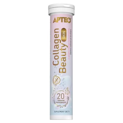 Miniaturka artykułu - Apteo Collagen Beauty Skin smak mango-brzoskwinia, 20 tabl. musujących - suplement diety z kolagenem
