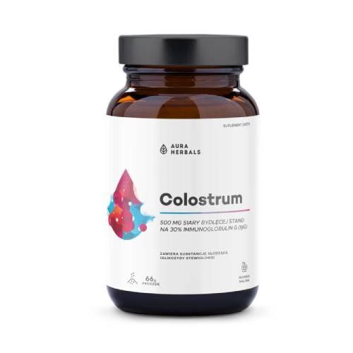 Miniaturka artykułu - Aura Herbals Colostrum 500 mg Słodka malina proszek, 66 g