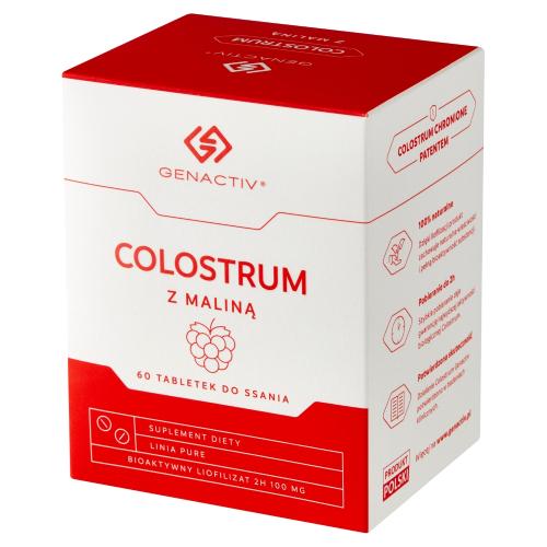 Miniaturka artykułu - GENACTIV Colostrum z maliną, 60 tabletek do ssania