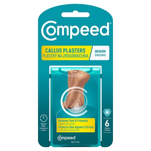 Miniaturka artykułu - Compeed Plastry na zrogowacenia średnie, 6 szt.