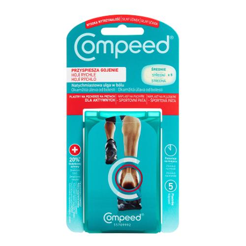 Miniaturka artykułu - Compeed Plastry na pęcherze na piętach dla aktywnych średnie, 5 szt.