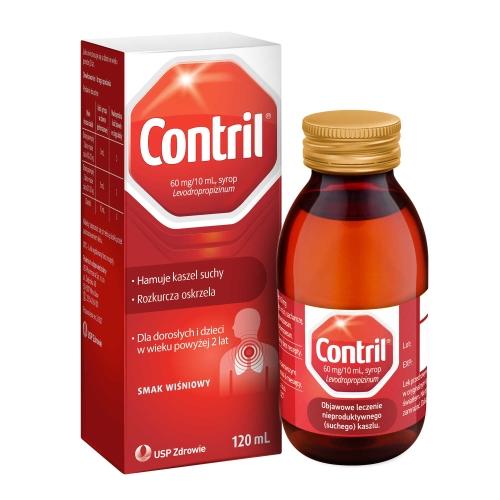 Miniaturka artykułu - CONTRIL Lek w postaci syropu na uporczywy suchy kaszel - 120 ml
