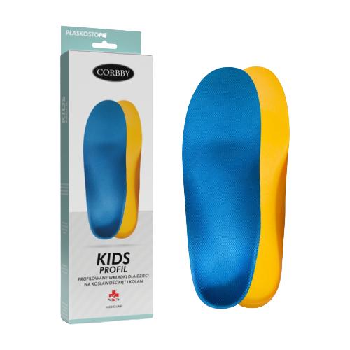 Miniaturka artykułu - CORBBY KIDS PROFIL Profilowane wkładki dla dzieci na koślawość pięt i kolan rozmiar 33/34
