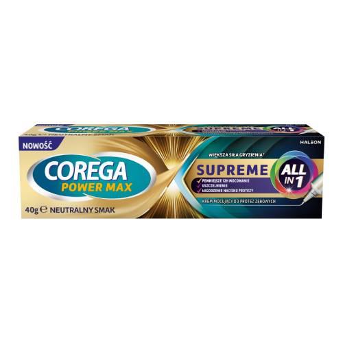 Miniaturka artykułu - Corega Power Max Supreme All in 1 Krem mocujący do protez zębowych neutralny smak, 40 g
