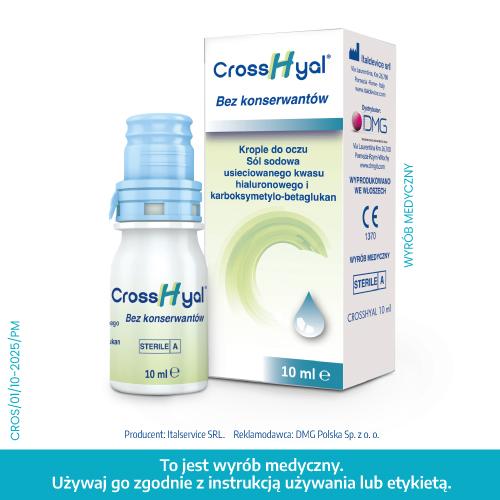 Miniaturka artykułu - CrossHyal Krople do oczu nawilżająco-powlekające, 10ml