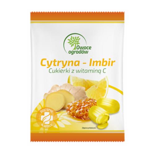 Miniaturka artykułu - Owoce Ogrod&oacute;w Ziołowe cukierki z witaminą C Cytryna Imbir, 50g