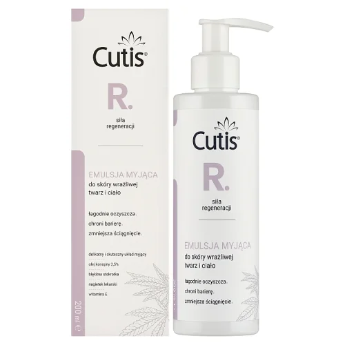 Miniaturka artykułu - CUTIS R Siła Regeneracji Emulsja myjąca do sk&oacute;ry wrażliwej, twarz i ciało, 200 ml
