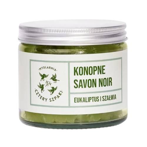 Miniaturka artykułu - CZTERY SZPAKI (4szpaki) Konopne mydło Savon Noir, eukaliptus i szałwia, 250g