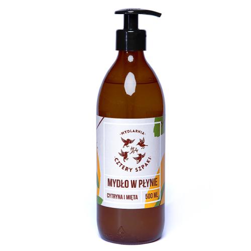 Miniaturka artykułu - CZTERY SZPAKI (4szpaki) Mydło w płynie cytryna i mięta, 500ml