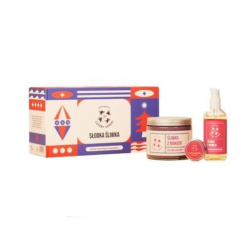 Miniaturka artykułu - CZTERY SZPAKI (4szpaki) Słodka śliwka Zestaw: Peeling cukrowy Śliwka z makiem, 250ml + Balsam do ust Śliwka i kardamon, 15ml + Superlekki olejek do ciała Śliwka i wanilia, 100ml   KRÓTKA DATA 20.09.2025