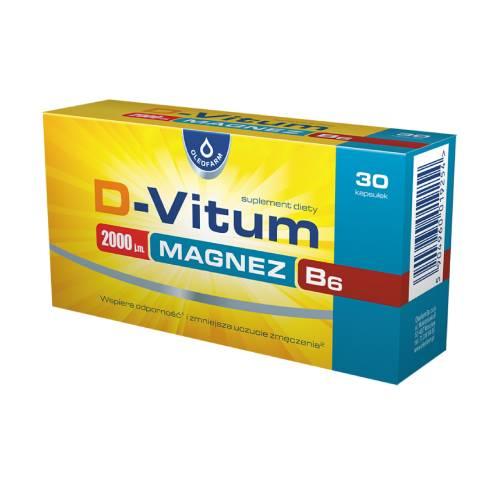 Miniaturka artykułu - D-Vitum 2000 j.m. Magnez B6, 30 kapsułek