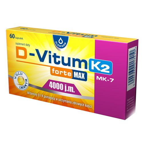 Miniaturka artykułu - D-Vitum Forte 4000 j.m. K2 - 60 kapsułek