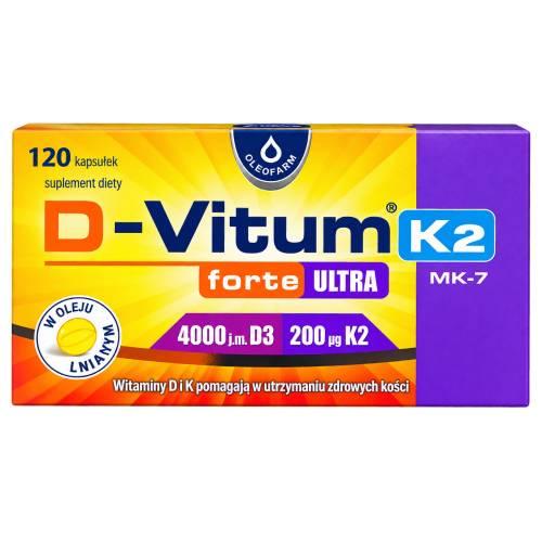 Miniaturka artykułu - D-vitum forte Ultra 4000 j.m. K2, 120 kaps.