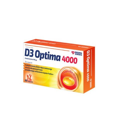 Miniaturka artykułu - Rodzina Zdrowia D3 Optima 4000, 60 kaps.