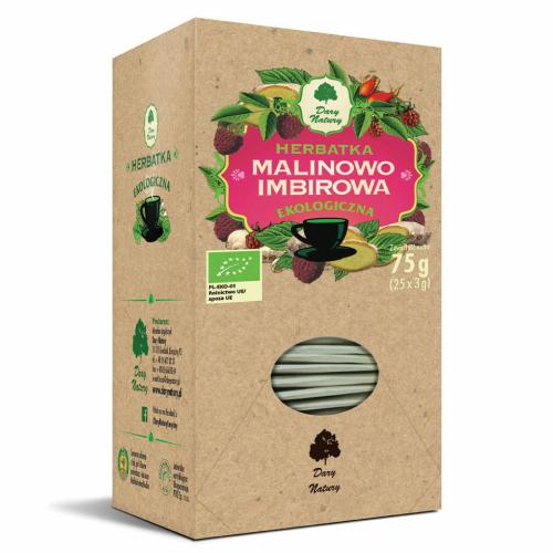 Miniaturka artykułu - DARY NATURY Herbata malinowo-imbirowa 25x3g
