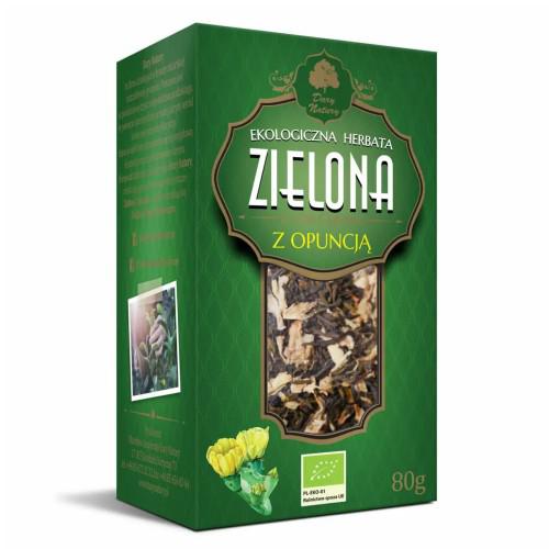 Miniaturka artykułu - Dary Natury Herbata Zielona z Opuncją EKO, 80g