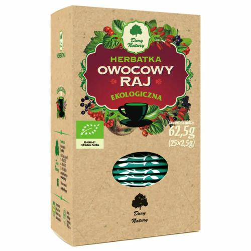 Miniaturka artykułu - DARY NATURY Herbatka Owocowy raj EKO, 25 saszetek