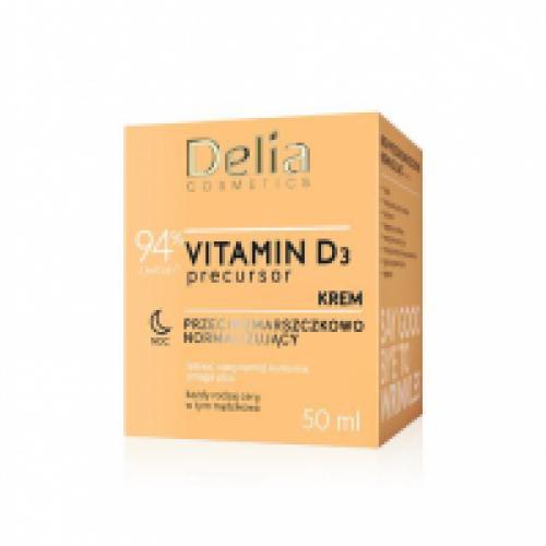 Miniaturka artykułu - DELIA COSMETICS VITAMIN D3 Przeciwzmarszczkowy krem normalizujący na noc, 50 ml