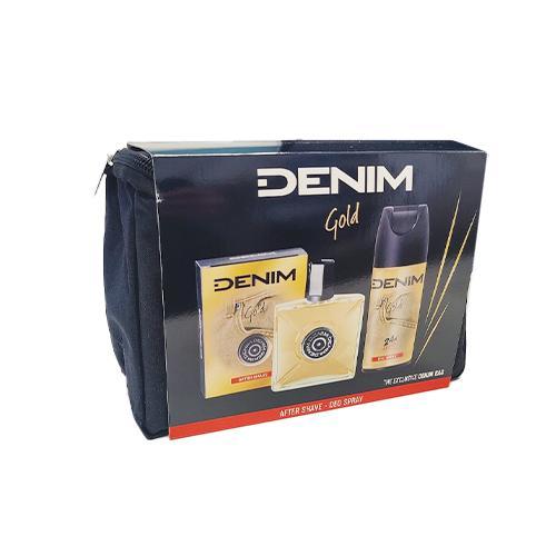 Miniaturka artykułu - DENIM Gold Zestaw dla mężczyzn (Woda po goleniu, 100ml + Dezodorant spray, 150ml) KR&Oacute;TKA DATA 31.08.2026