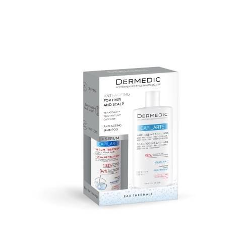 Miniaturka artykułu - Dermedic Capilarte Zestaw Szampon anti-ageing, 300 ml + Serum kuracja stymulująca wzrost włosów, 150 ml