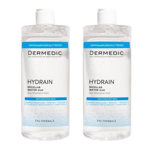 Miniaturka artykułu - Dermedic Hydrain 3 Hialuro, płyn micelarny H2O, 500 ml + 500 ml USZKODZONE/ USZKODZONA BUTELKA