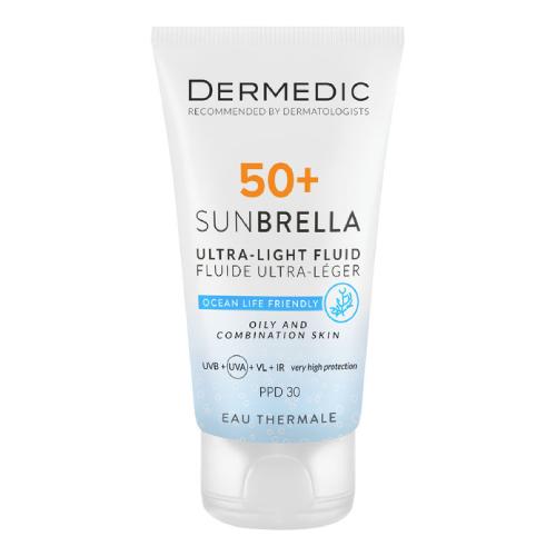 Miniaturka artykułu - DERMEDIC SUNBRELLA Ultralekki krem ochronny SPF 50+ dla skóry tłustej i mieszanej, 40 ml