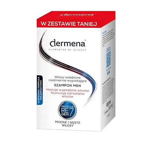 Miniaturka artykułu - DERMENA MEN Szampon hamujący wypadanie włos&oacute;w, 2x200ml