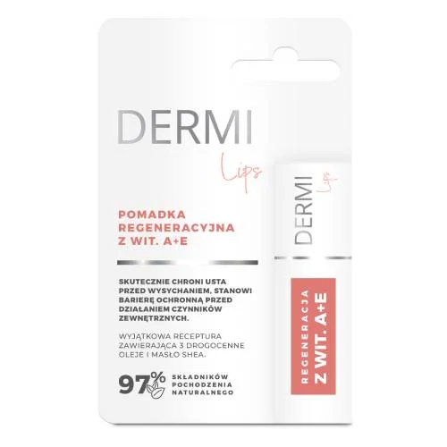 Miniaturka artykułu - Dermi Lips Pomadka regeneracyjna z witaminą A+E, 4,5 g