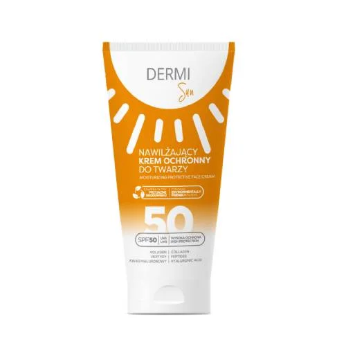 Miniaturka artykułu - Dermi Sun Nawilżający krem ochronny do twarzy SPF 50, 50 ml