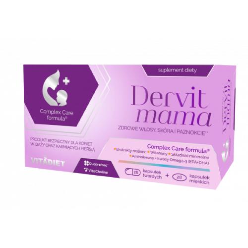 Miniaturka artykułu - VITADIET Dervit mama, 28 kapsułek twardych + 28 kapsułek miękkich