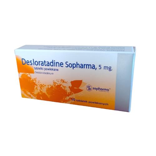 Miniaturka artykułu - Desloratadine Sopharma 5 mg, 10 tabletek powlekanych