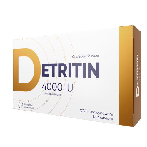Miniaturka artykułu - Detritin 4000j.m - Lek z witaminą D3, 60 tabletek 